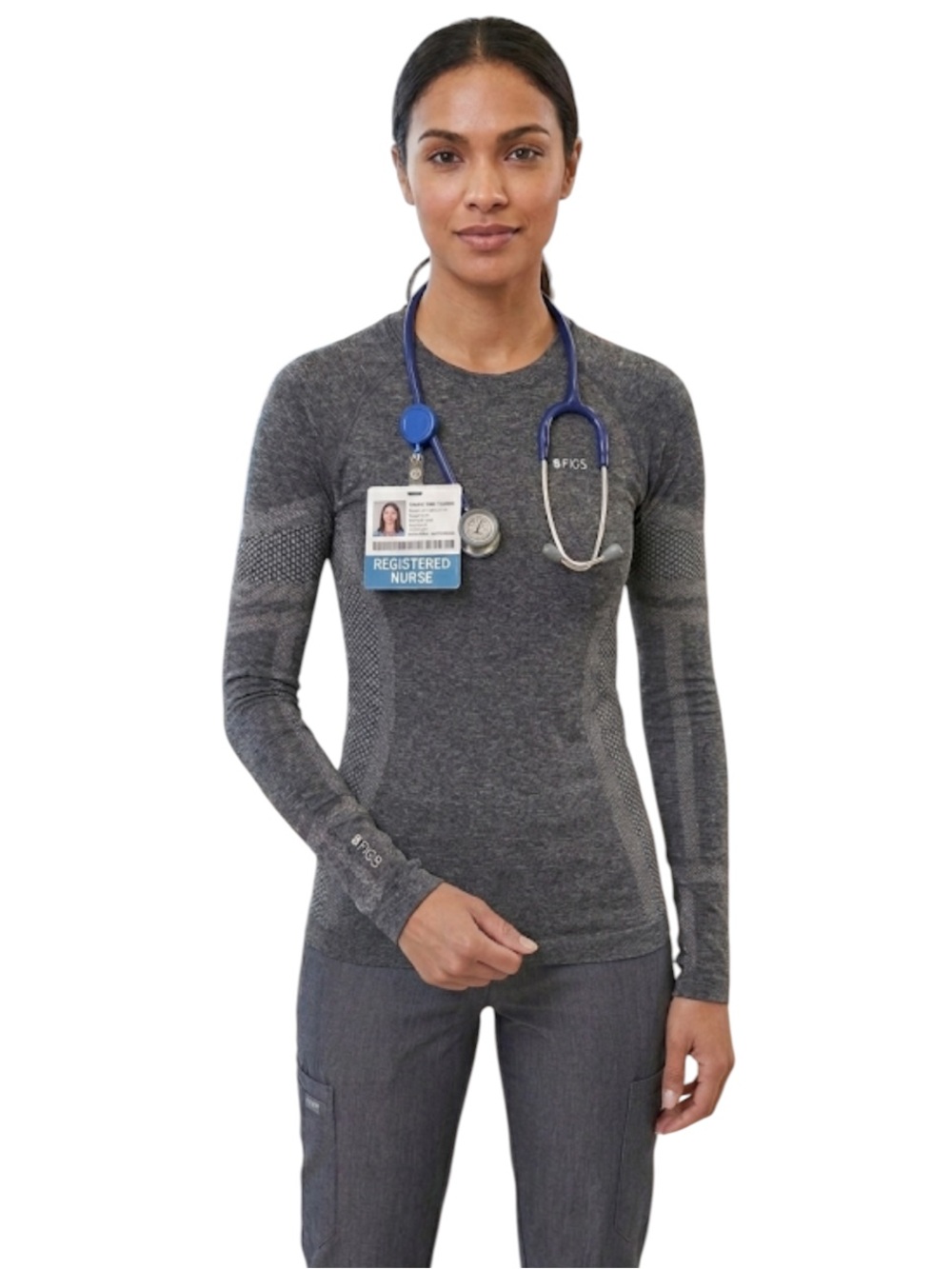 NWT FIGS Salta Seamless Long Sleeve Underscrub Women XS- Gray W22KW1010 Nurse
F
